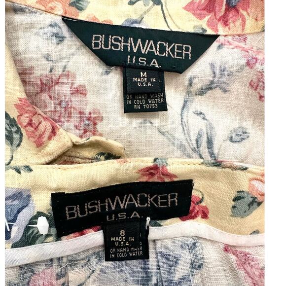 Carroll Reed/Bushwacker USA Vintage Linen Soft Yellow Floral Skirt Blouse Vest-8 - Picture 15 of 16